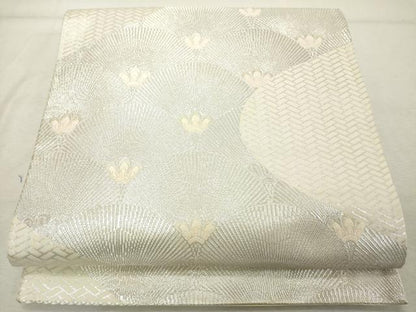 平和屋着物◎六通柄袋帯　唐織　青海波　銀糸　正絹　逸品　DABE2916cd