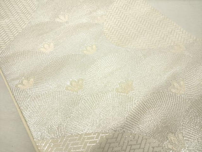 平和屋着物◎六通柄袋帯　唐織　青海波　銀糸　正絹　逸品　DABE2916cd