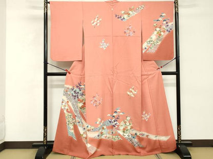 平和屋着物■訪問着　雪輪花文　金彩　正絹　逸品　DABE2924cd