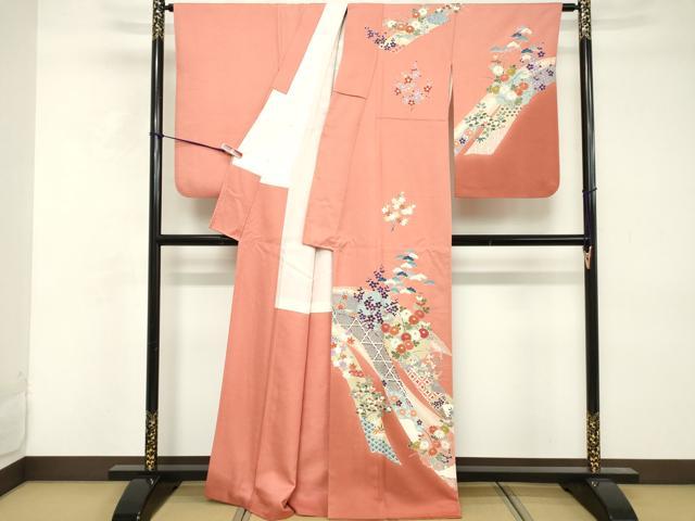 平和屋着物■訪問着　雪輪花文　金彩　正絹　逸品　DABE2924cd
