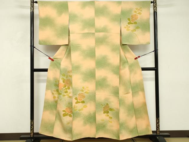 平和屋着物■訪問着　駒刺繍　草花文　暈し染め　金彩　正絹　逸品　DABE2927cd
