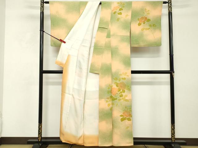 平和屋着物■訪問着　駒刺繍　草花文　暈し染め　金彩　正絹　逸品　DABE2927cd