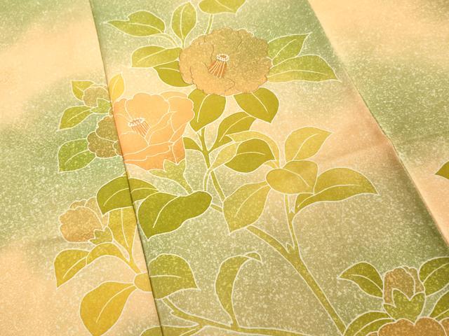 平和屋着物■訪問着　駒刺繍　草花文　暈し染め　金彩　正絹　逸品　DABE2927cd