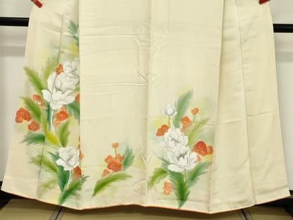 平和屋着物■訪問着　手描き　草花文　暈し染め　金彩　正絹　逸品　DABE2930cd