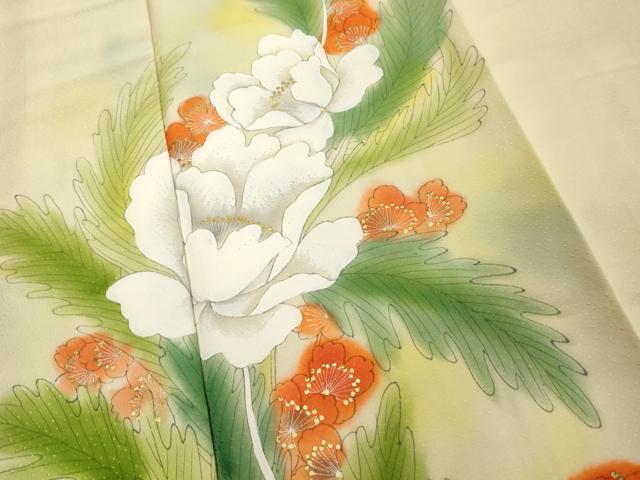 平和屋着物■訪問着　手描き　草花文　暈し染め　金彩　正絹　逸品　DABE2930cd