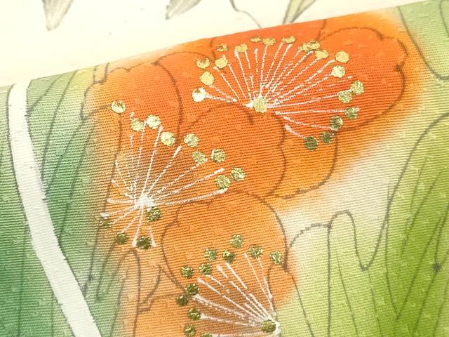 平和屋着物■訪問着　手描き　草花文　暈し染め　金彩　正絹　逸品　DABE2930cd