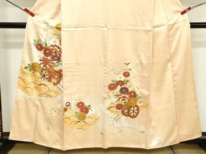 平和屋着物■訪問着　駒刺繍　花車文　暈し染め　金彩　正絹　逸品　DABE2931cd