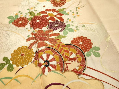 平和屋着物■訪問着　駒刺繍　花車文　暈し染め　金彩　正絹　逸品　DABE2931cd