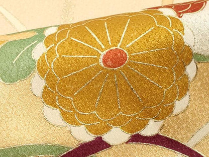 平和屋着物■訪問着　駒刺繍　花車文　暈し染め　金彩　正絹　逸品　DABE2931cd