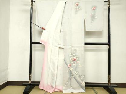 平和屋着物■訪問着　枝花文　暈し染め　正絹　逸品　DABE2932cd