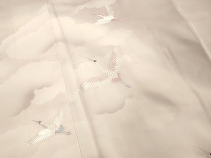 平和屋着物■訪問着　刺繍　飛鶴文　暈し染め　正絹　逸品　DABE2933cd