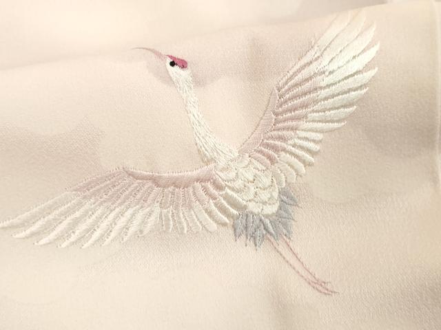 平和屋着物■訪問着　刺繍　飛鶴文　暈し染め　正絹　逸品　DABE2933cd