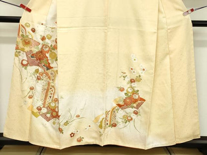平和屋着物■訪問着　駒刺繍　地紙花文　暈し染め　金彩　正絹　逸品　DABE2943cd