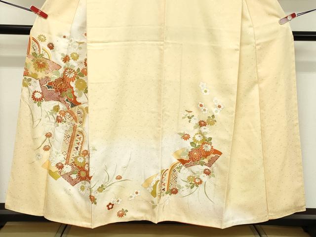 平和屋着物■訪問着　駒刺繍　地紙花文　暈し染め　金彩　正絹　逸品　DABE2943cd