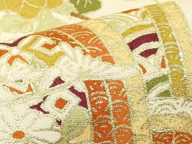 平和屋着物■訪問着　駒刺繍　地紙花文　暈し染め　金彩　正絹　逸品　DABE2943cd