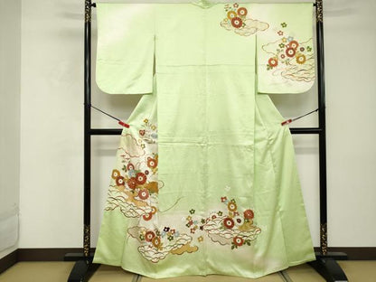 平和屋着物■訪問着　駒刺繍　雲重ね花文　暈し染め　金彩　正絹　逸品　DABE2944cd