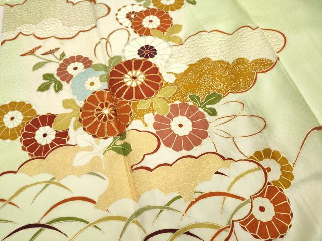 平和屋着物■訪問着　駒刺繍　雲重ね花文　暈し染め　金彩　正絹　逸品　DABE2944cd
