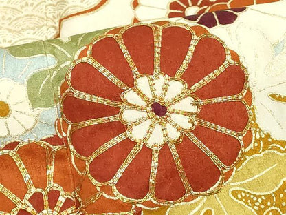 平和屋着物■訪問着　駒刺繍　雲重ね花文　暈し染め　金彩　正絹　逸品　DABE2944cd