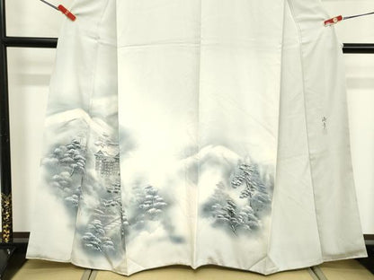 平和屋着物■訪問着　作家物　手描き　遠山風景文　暈し染め　正絹　逸品　DABE2945cd