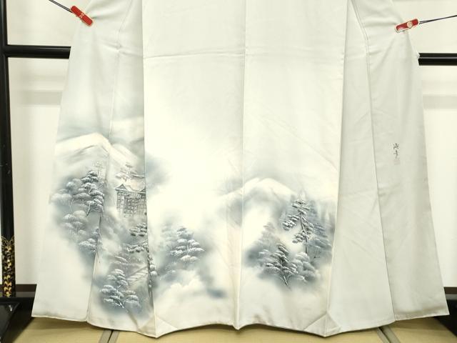 平和屋着物■訪問着　作家物　手描き　遠山風景文　暈し染め　正絹　逸品　DABE2945cd
