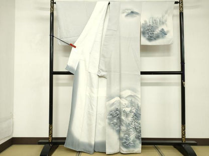 平和屋着物■訪問着　作家物　手描き　遠山風景文　暈し染め　正絹　逸品　DABE2945cd