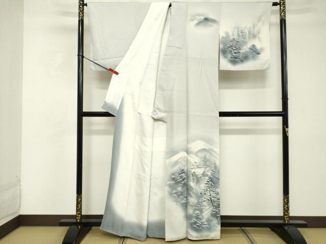平和屋着物■訪問着　作家物　手描き　遠山風景文　暈し染め　正絹　逸品　DABE2945cd