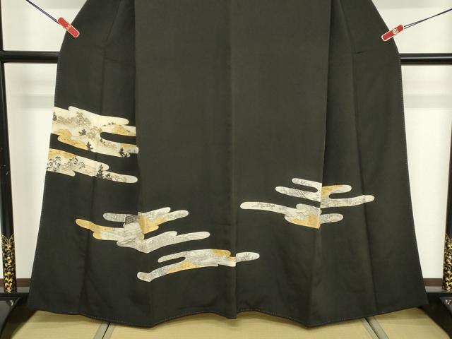 平和屋着物■豪華黒留袖　エ霞風景文　金彩　正絹　逸品　DABE2947cd
