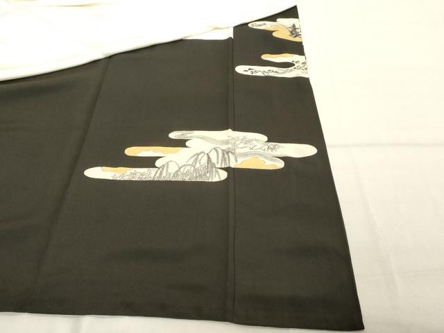 平和屋着物■豪華黒留袖　エ霞風景文　金彩　正絹　逸品　DABE2947cd