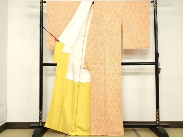 平和屋着物■上質な小紋　総絞り　亀甲文　正絹　逸品　DABE2957cd