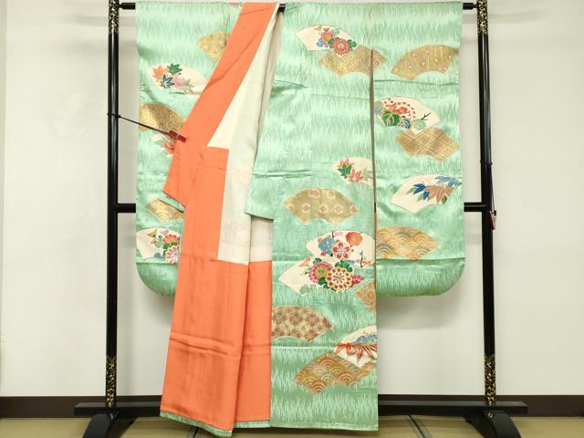 平和屋着物■豪華振袖　駒刺繍　地紙花文　金彩　三越扱い　正絹　逸品　DABE2961cd