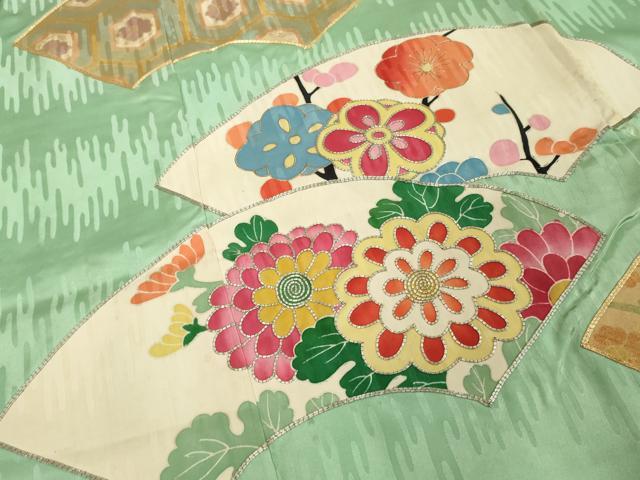平和屋着物■豪華振袖　駒刺繍　地紙花文　金彩　三越扱い　正絹　逸品　DABE2961cd