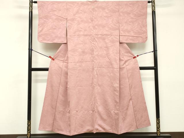 平和屋着物■上質な色無地　草葉地紋　鴇色　正絹　逸品　DABE2963cd