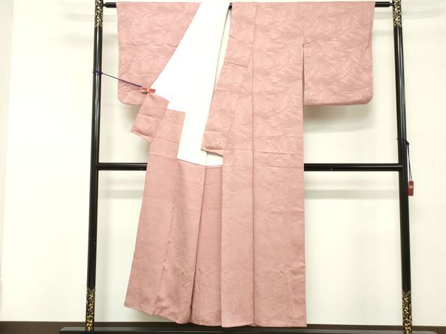 平和屋着物■上質な色無地　草葉地紋　鴇色　正絹　逸品　DABE2963cd