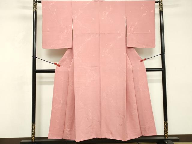 平和屋着物■上質な色無地　雲取り地紋　紅梅色　正絹　逸品　DABE2964cd