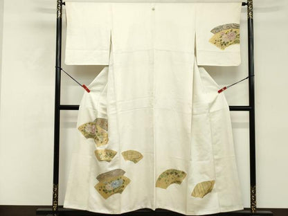 平和屋着物■訪問着　手描き　地紙花文　金彩　正絹　逸品　DABE2967cd