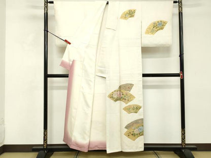 平和屋着物■訪問着　手描き　地紙花文　金彩　正絹　逸品　DABE2967cd