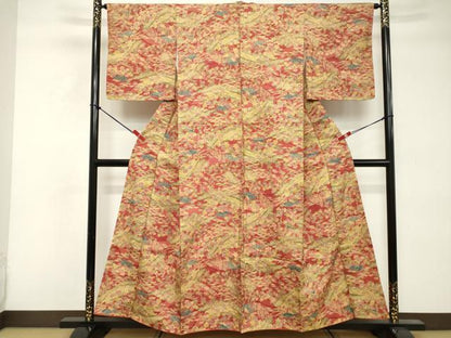 平和屋着物■本場染大島紬 風景文 松竹梅 正絹 逸品 DABE2972cd