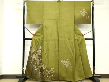 平和屋着物■訪問着 刺繍 花蝶文 暈し染め 金銀彩 正絹 逸品 DABE2974cd