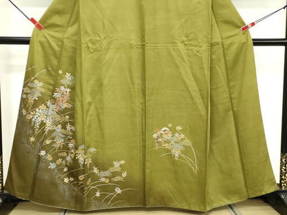 平和屋着物■訪問着 刺繍 花蝶文 暈し染め 金銀彩 正絹 逸品 DABE2974cd