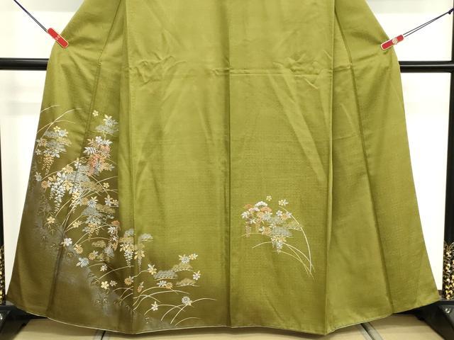 平和屋着物■訪問着 刺繍 花蝶文 暈し染め 金銀彩 正絹 逸品 DABE2974cd