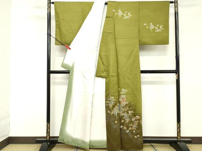 平和屋着物■訪問着 刺繍 花蝶文 暈し染め 金銀彩 正絹 逸品 DABE2974cd