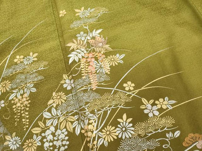 平和屋着物■訪問着 刺繍 花蝶文 暈し染め 金銀彩 正絹 逸品 DABE2974cd