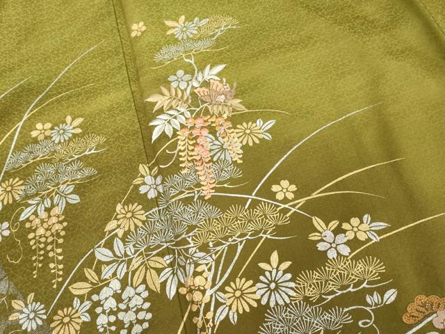 平和屋着物■訪問着 刺繍 花蝶文 暈し染め 金銀彩 正絹 逸品 DABE2974cd