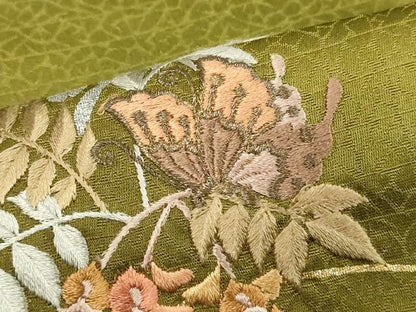 平和屋着物■訪問着 刺繍 花蝶文 暈し染め 金銀彩 正絹 逸品 DABE2974cd