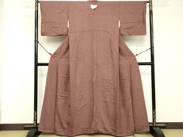 平和屋着物■上質な色無地 草花地紋 浅蘇芳色 正絹 逸品 DABE2985cd