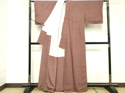 平和屋着物■上質な色無地 草花地紋 浅蘇芳色 正絹 逸品 DABE2985cd