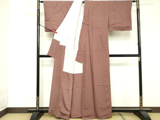 平和屋着物■上質な色無地 草花地紋 浅蘇芳色 正絹 逸品 DABE2985cd