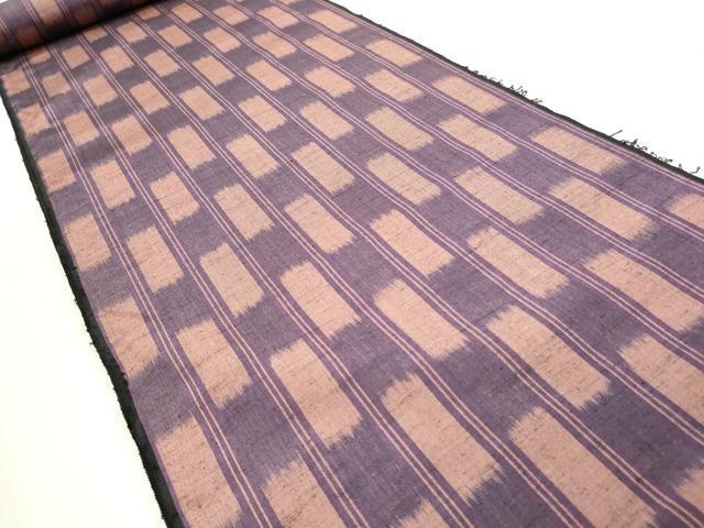 平和屋着物▼羽織・コート 織宝つむぎ 反物 羽尺 市松絣文様 証紙付き 逸品 未使用 DABE3287we