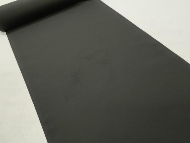 平和屋着物▼羽織・コート 反物 羽尺 草花地紋 黒地 逸品 未使用 DABE3332we