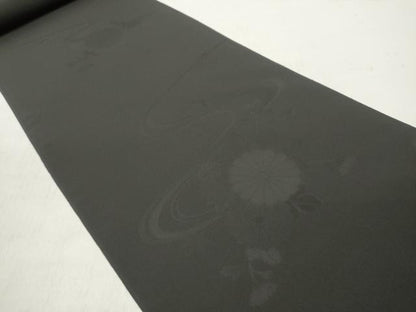 平和屋着物▼羽織・コート 反物 羽尺 草花地紋 黒地 逸品 未使用 DABE3332we